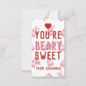Very Sweet Pink Bear Valentine's Classroom Card ノートカード (正面)