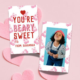Very Sweet Pink Bear Valentine's Classroom Card ノートカード