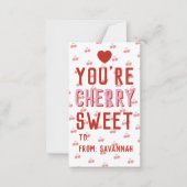 Very Sweet Red Cherry Valentine's Classroom Card ノートカード (正面)