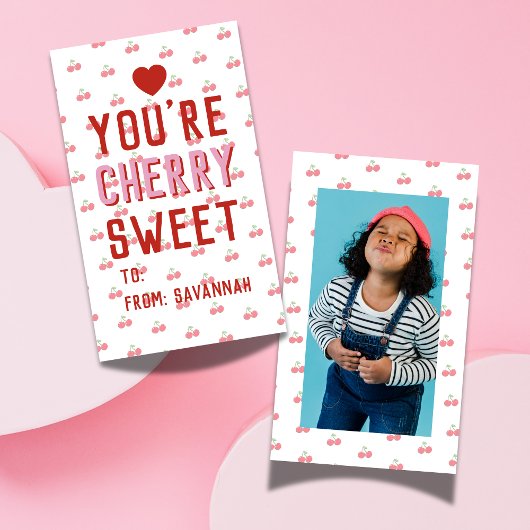 Very Sweet Red Cherry Valentine's Classroom Card ノートカード