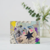 Very Unique colorful person mixed media Collage ポストカード (スタンド正面)