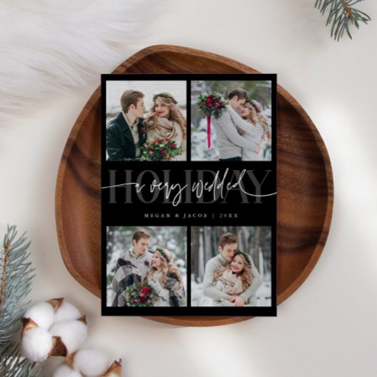 Very Wedded Holiday Newlywed Multi Photo Black シーズンカード