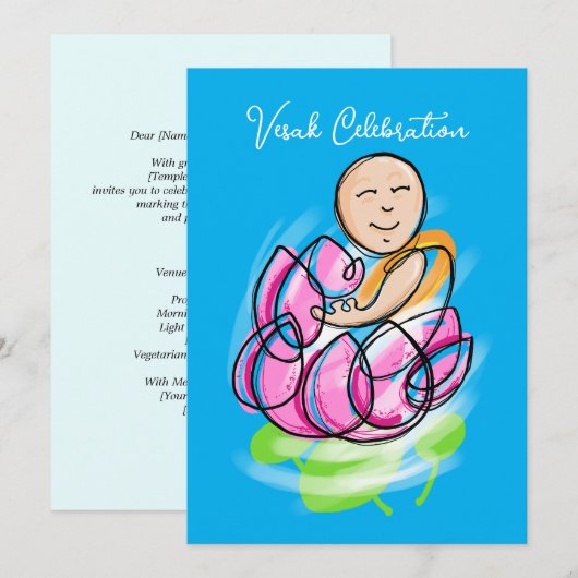 Vesak Lotus Monk Zen 招待状 (正面/裏面)