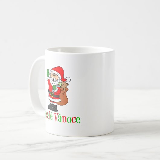 Vesele Vanoceのチェコのクリスマスサンタ コーヒーマグカップ (正面左)