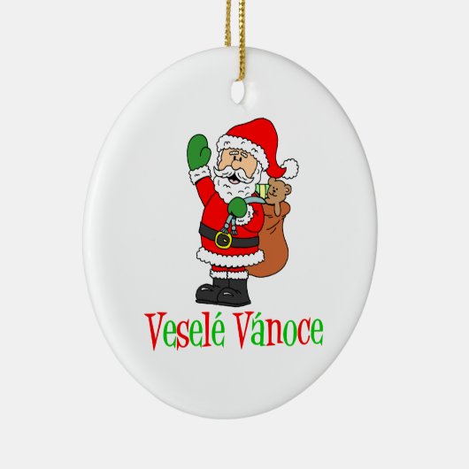 Vesele Vanoceのチェコのクリスマスサンタ セラミックオーナメント (右)