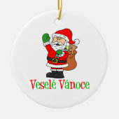 Vesele Vanoceのチェコのクリスマスサンタ セラミックオーナメント (正面)