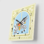 Vess 6月エリカ著回転木馬のシマウマ スクエア壁時計 (傾斜)