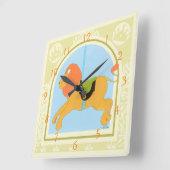 Vess 6月エリカ著回転木馬のライオン スクエア壁時計 (傾斜)