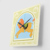 Vess 6月エリカ著回転木馬のライオン スクエア壁時計 (傾斜)