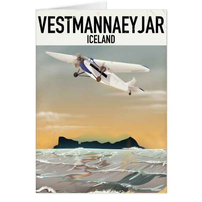 Vestmannaeyjarアイスランド旅行ポスター。 (正面)