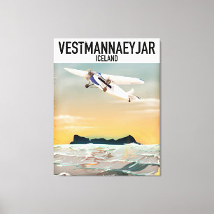 Vestmannaeyjarアイスランド旅行ポスター。 キャンバスプリント
