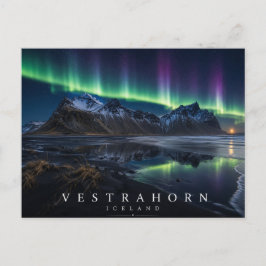 Vestrahorn Mountain Stokksnes Iceland Aurora ポストカード