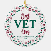 VET 最高の Ever Paw Prints Dog Pet Photo Veterinary セラミックオーナメント (裏面)