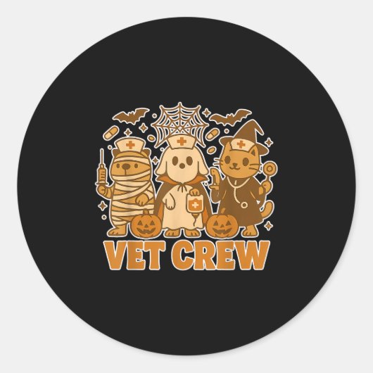 Vet Crew Halloween Costume Dog Cat Capybara Pet Te ラウンドシール (正面)