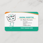 Vet Doctor & Animal Clinic Dog Cat business card 予約カード (正面)