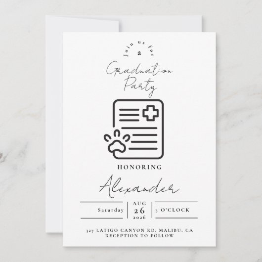 Vet Med Paw Syringe Graduation Party 招待状 (正面)
