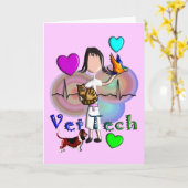 Vet Techギフトユニークエンボススタイルグラフィックス カード (黄色い花)