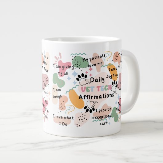 Vet Tech毎日の肯定専門マグカップ ジャンボコーヒーマグカップ (正面右)