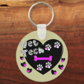 Vet Tech白黒ハート キーホルダー (正面)