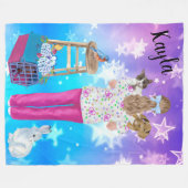 Vet Tech パーソナライズされた Cat、Dog、Bird、Bunny フリースブランケット (正面(横))