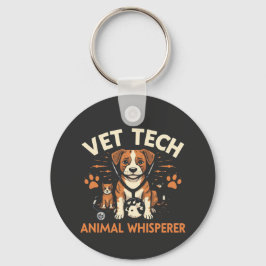 Vet Tech Animal Whisperer Cute Puppy Stethoscope キーホルダー