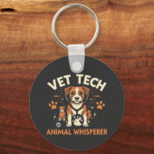 Vet Tech Animal Whisperer Cute Puppy Stethoscope キーホルダー (正面)