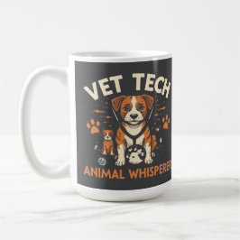 Vet Tech Animal Whisperer Cute Puppy Stethoscope コーヒーマグカップ