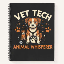 Vet Tech Animal Whisperer Cute Puppy Stethoscope ノートブック