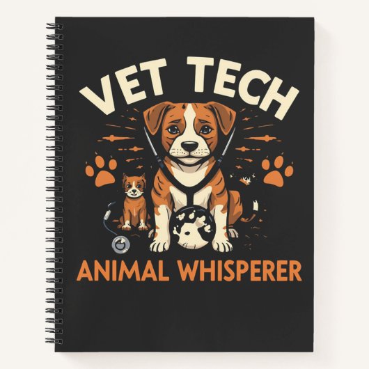 Vet Tech Animal Whisperer Cute Puppy Stethoscope ノートブック (正面)