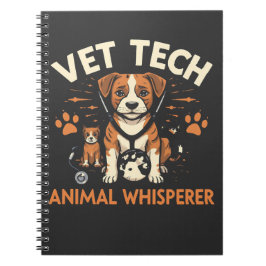 Vet Tech Animal Whisperer Cute Puppy Stethoscope ノートブック