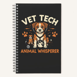 Vet Tech Animal Whisperer Cute Puppy Stethoscope ノートブック