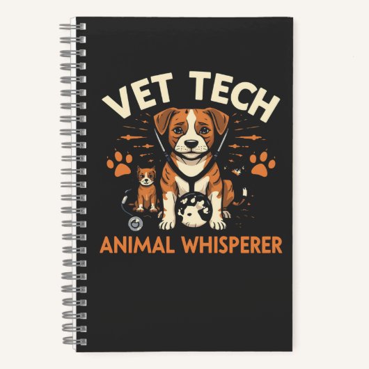 Vet Tech Animal Whisperer Cute Puppy Stethoscope ノートブック (正面)