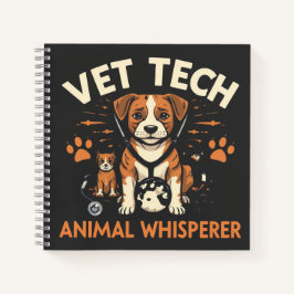 Vet Tech Animal Whisperer Cute Puppy Stethoscope ノートブック