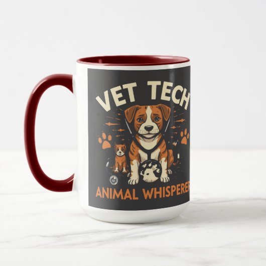 Vet Tech Animal Whisperer Cute Puppy Stethoscope マグカップ (左)