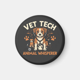 Vet Tech Animal Whisperer Cute Puppy Stethoscope マグネット