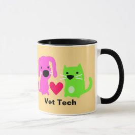 Vet Tech Dog & Cat & ハート マグカップ
