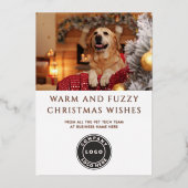 Vet Tech Dog Photo Business Logo 箔シーズンカード (正面)