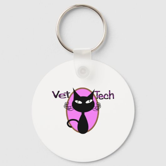 Vet Tech Gift 「かわいい猫デザイン」 キーホルダー (正面)