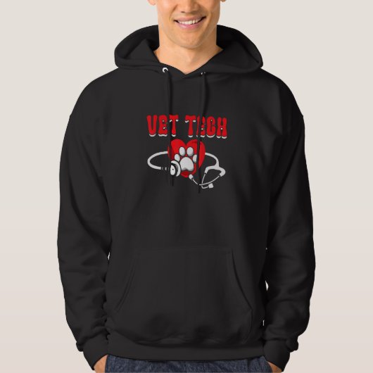 Vet Tech Love Animals Love And 気に Paw Print Stet パーカ (正面)