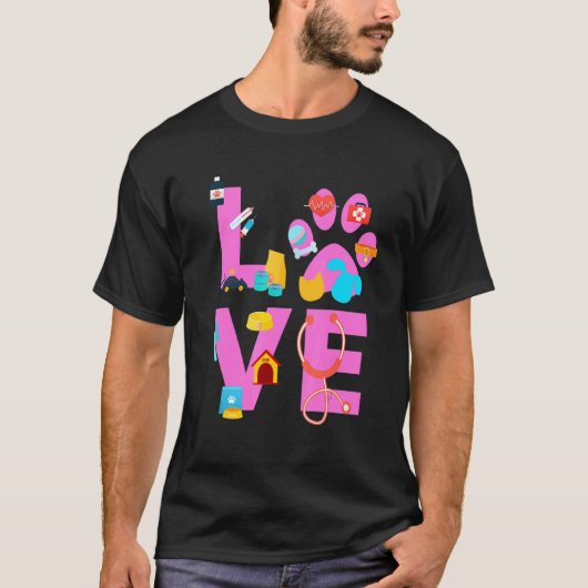 Vet Tech Love Veterinary Technician 3 Tシャツ (正面)
