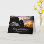 『Vet Tech Ragude Horse and女性のカーボーイ祝福』 カード (黄色い花)