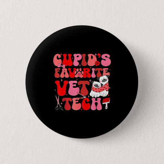 Vet Tech Valentines Day Veterinary Vet Student Vet 缶バッジ (正面)