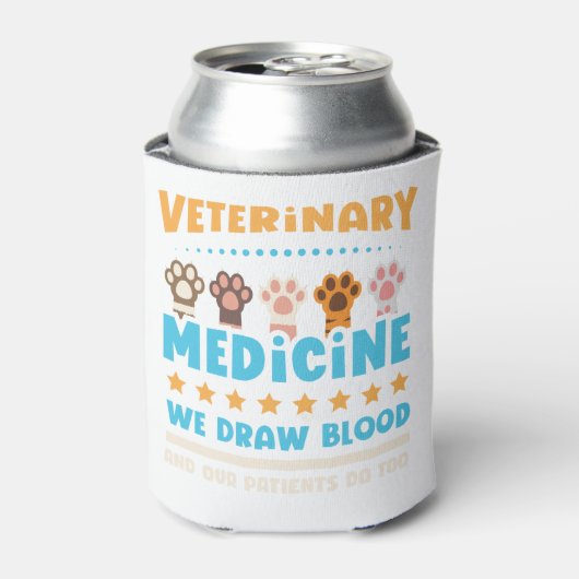 Vet Tech Veterinarian Funny Draw Blood 缶クーラー (缶正面)