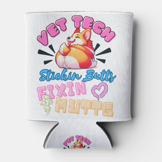vet tech,veterinary technician,funny,nurse,cute 缶クーラー (正面)