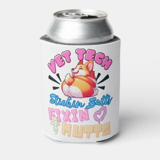 vet tech,veterinary technician,funny,nurse,cute 缶クーラー (缶裏面)