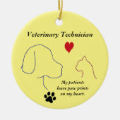 Vet Technician - Paw Prints on Myハート#2-Yellow セラミックオーナメント (正面)