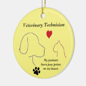 Vet Technician - Paw Prints on Myハート#2-Yellow セラミックオーナメント (左)