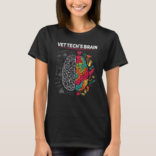 Vet Tech's Brain Veterinarian Pet DoctorナースRes Tシャツ (正面)