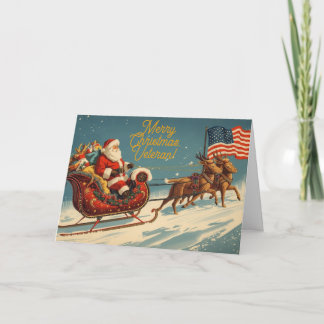 Veteran Christmas Vintage Santa Patriotic  シーズンカード