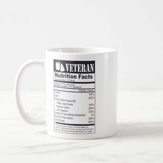 Veteran Nutritional Facts | Military Appreciation コーヒーマグカップ (左)